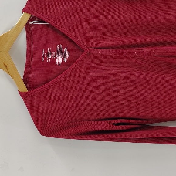 Posh Peanut burgundy maroon Henley Top Size Small Thermal Long Sleeve - Picture 2 of 7